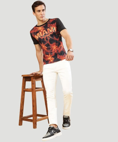 Men's Black Graphic Print Half Sleeves Regular Fit T-Shirt